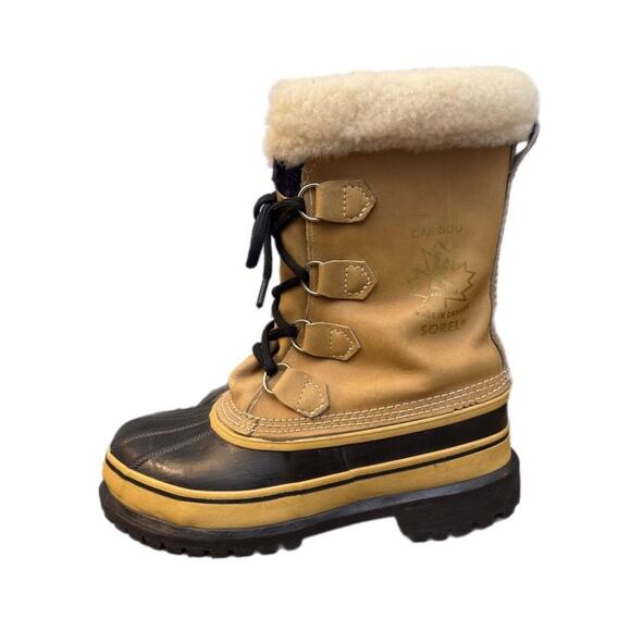 Vintage Sorel Caribou Snow Boots Brown Leather Women size 8 made in Canada - Picture 2 of 7